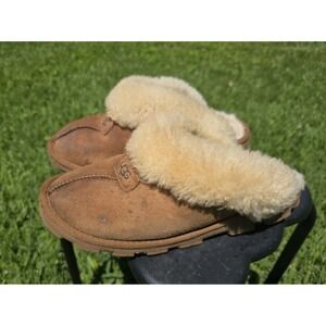 UGG Coquette Women's Slippers Size 8 Chestnut Suede Sheepskin Slip On Style 5125
